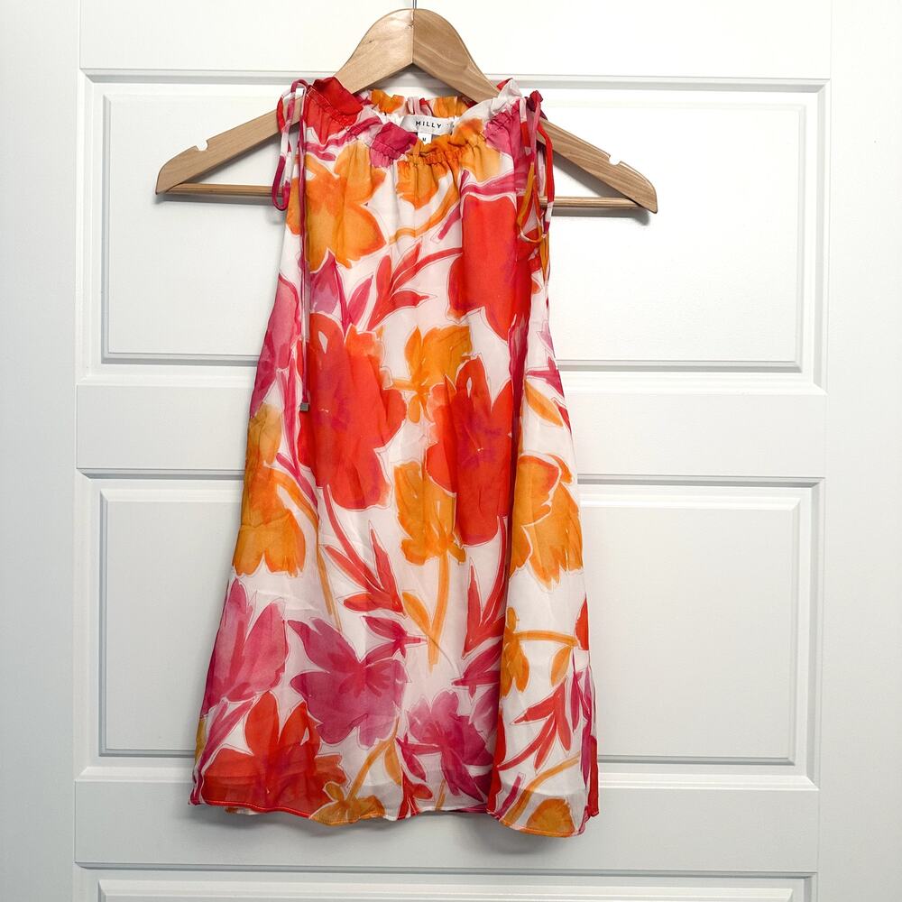 Milly Floral Sleeveless Blouse Sz M